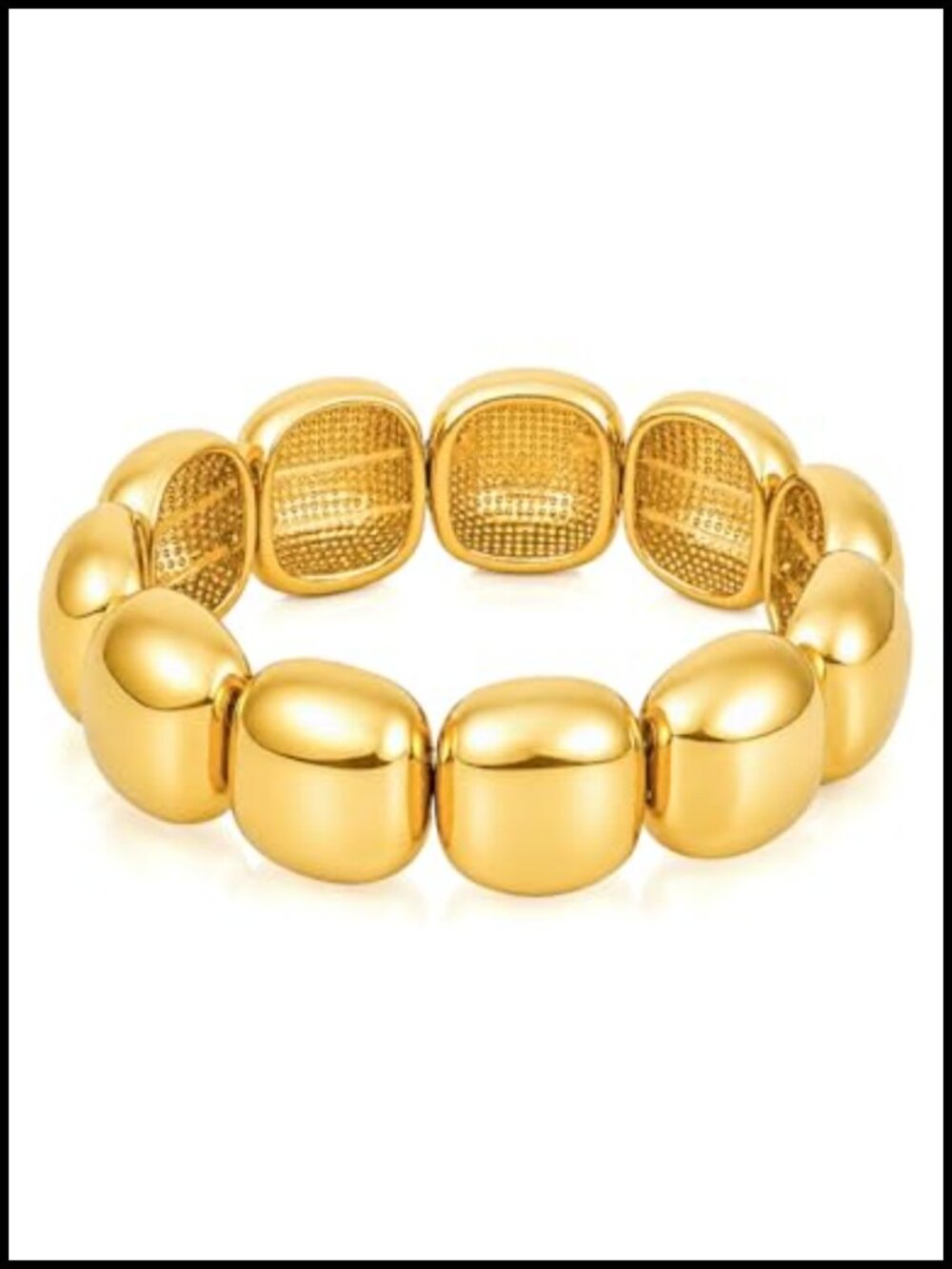 Chunky Beads Stretch Bracelet Women Statement Bangle 14K Gold Plated Trendy